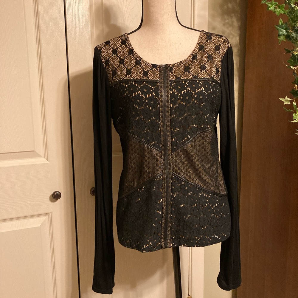 BKE black lace blouse size medium